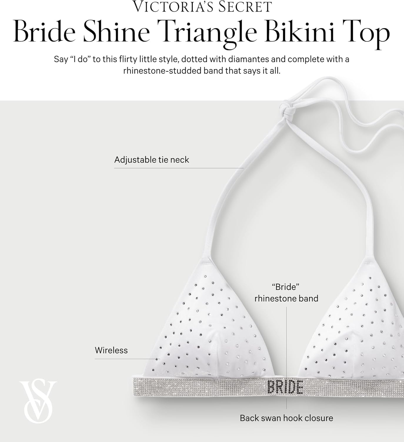 image:imageVictorias Secret Bride Shine Triangle Bikini TopWhite