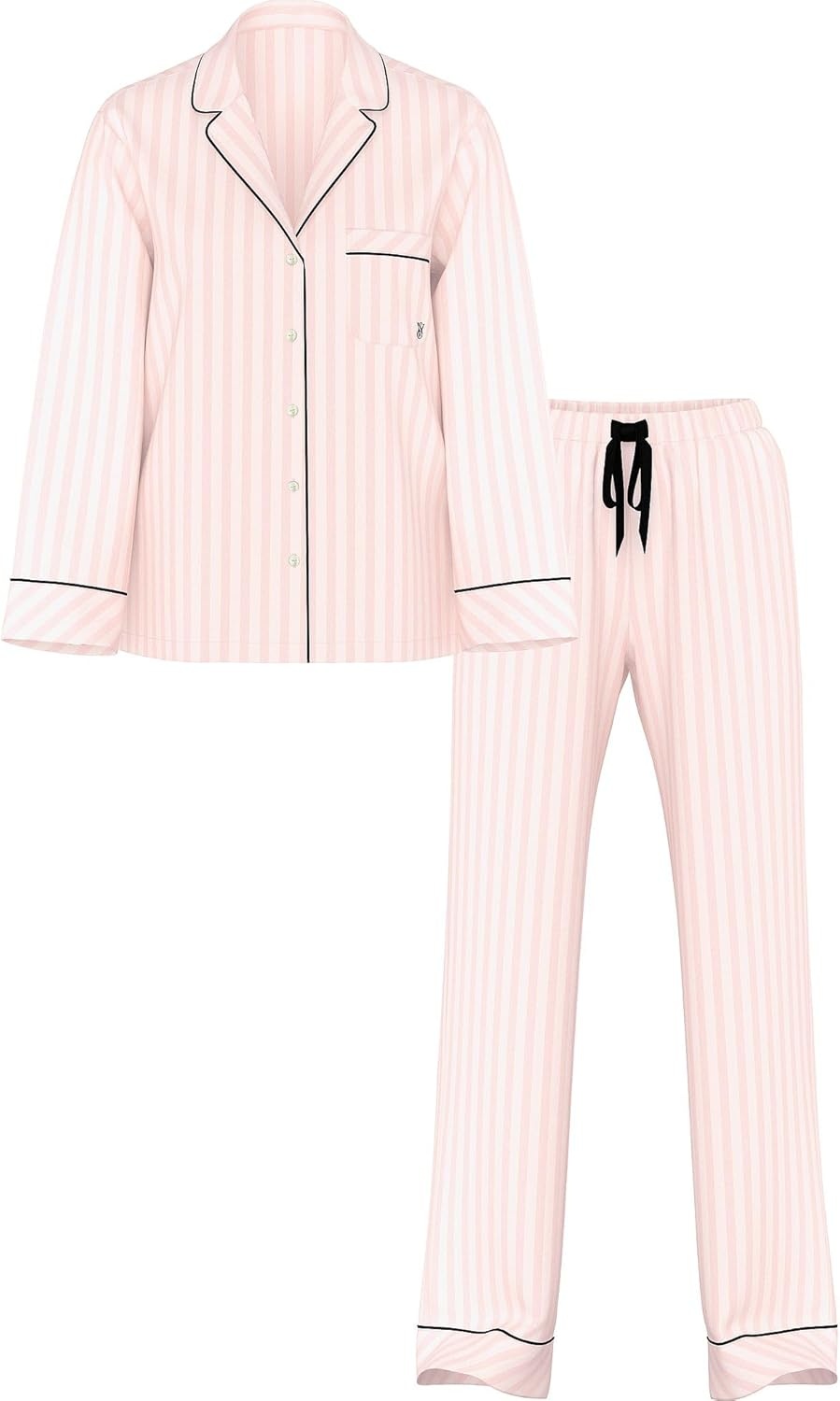 image:imageVictorias Secret Flannel Pajama Set Long Sleeve Button Down Shirt amp Pants Sleepwear for Women XSXXLPink Iconic Stripe