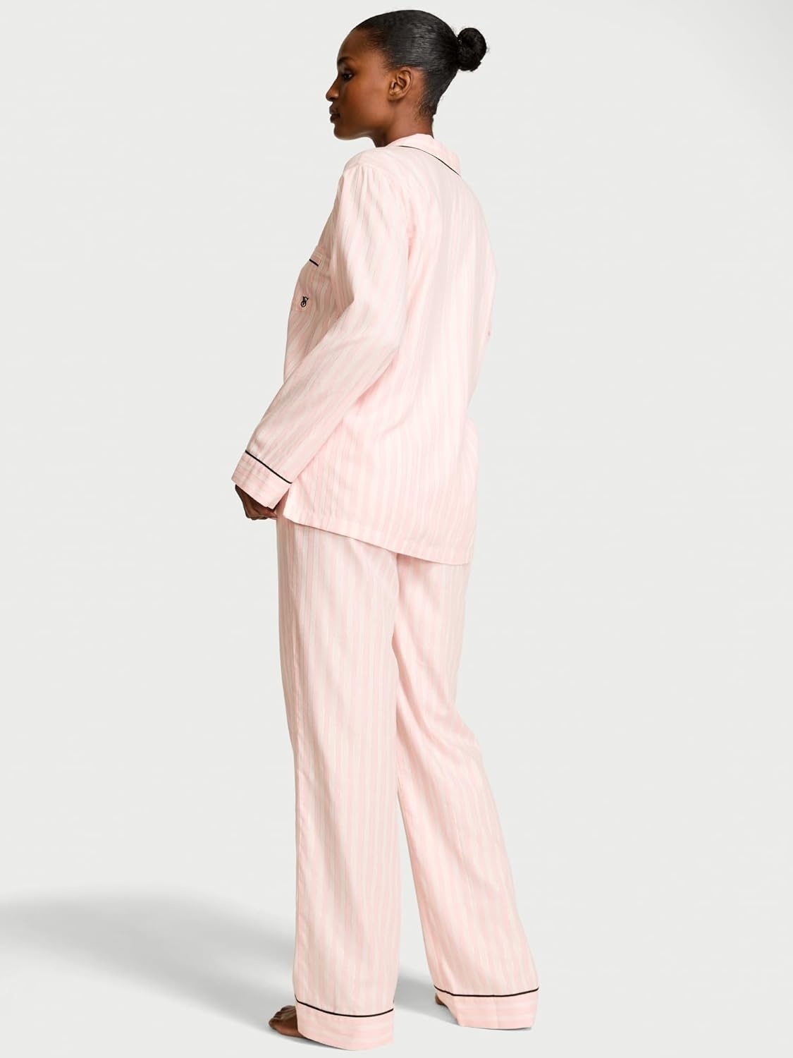 image:imageVictorias Secret Flannel Pajama Set Long Sleeve Button Down Shirt amp Pants Sleepwear for Women XSXXLPink Iconic Stripe