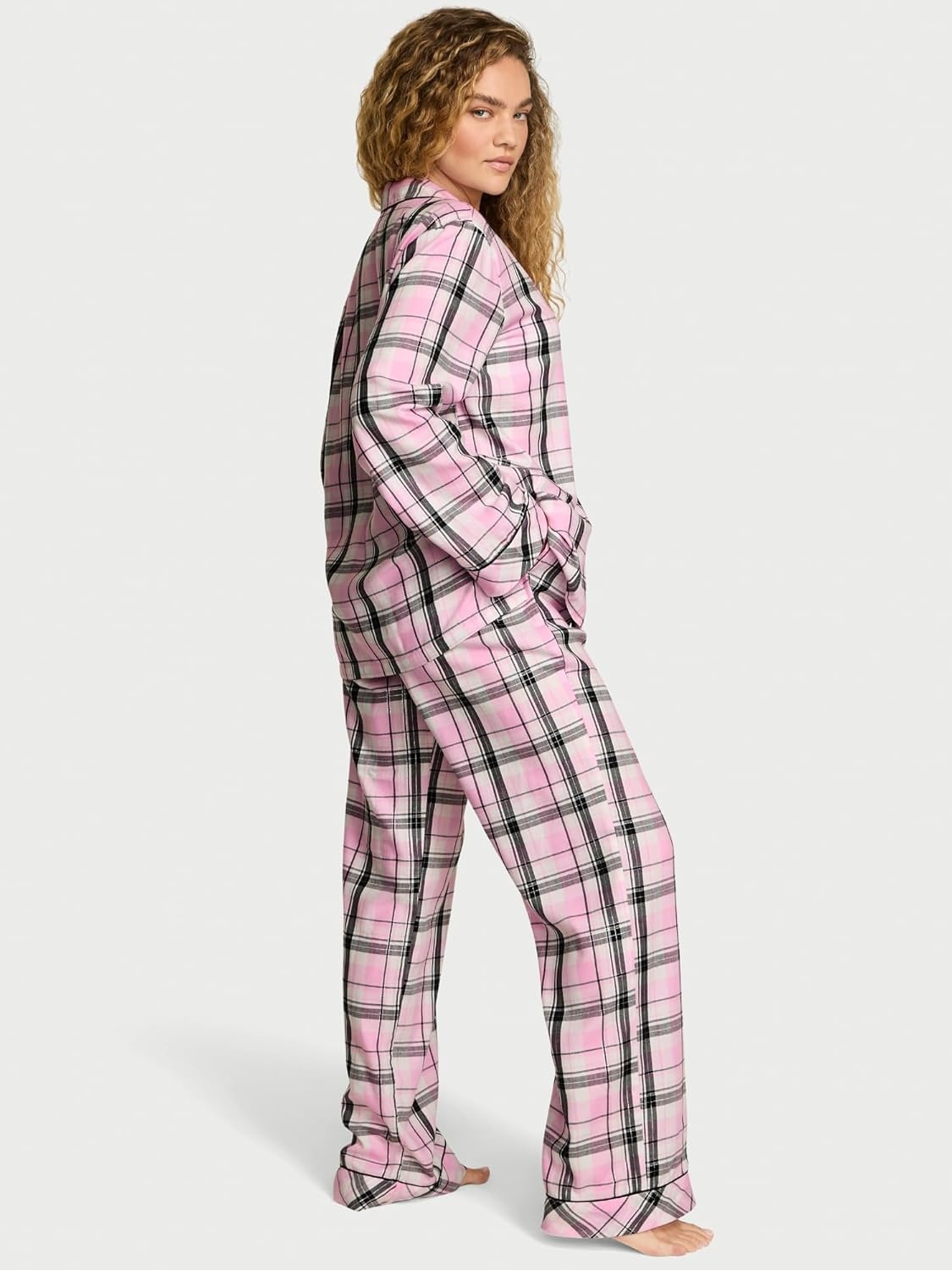 image:imageVictorias Secret Flannel Pajama Set Long Sleeve Button Down Shirt amp Pants Sleepwear for Women XSXXLPink Plaid