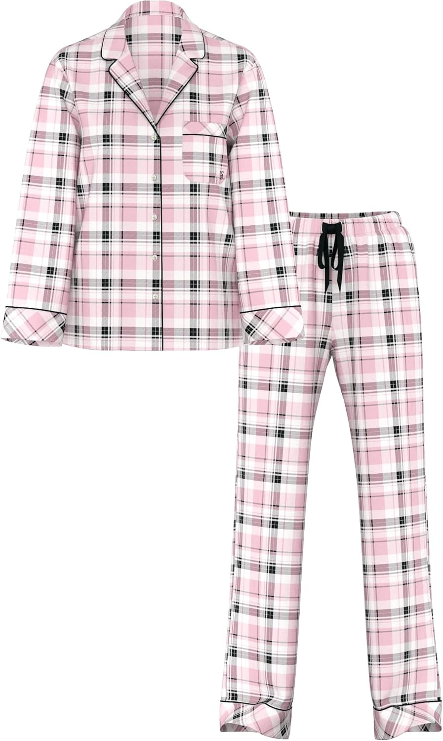 image:imageVictorias Secret Flannel Pajama Set Long Sleeve Button Down Shirt amp Pants Sleepwear for Women XSXXLPink Plaid