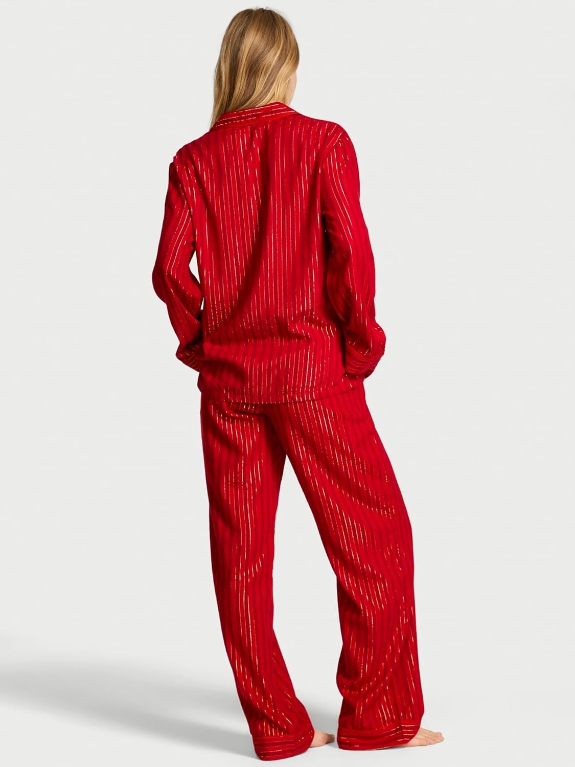 image:imageVictorias Secret Flannel Pajama Set Long Sleeve Button Down Shirt amp Pants Sleepwear for Women XSXXLRed Stripe