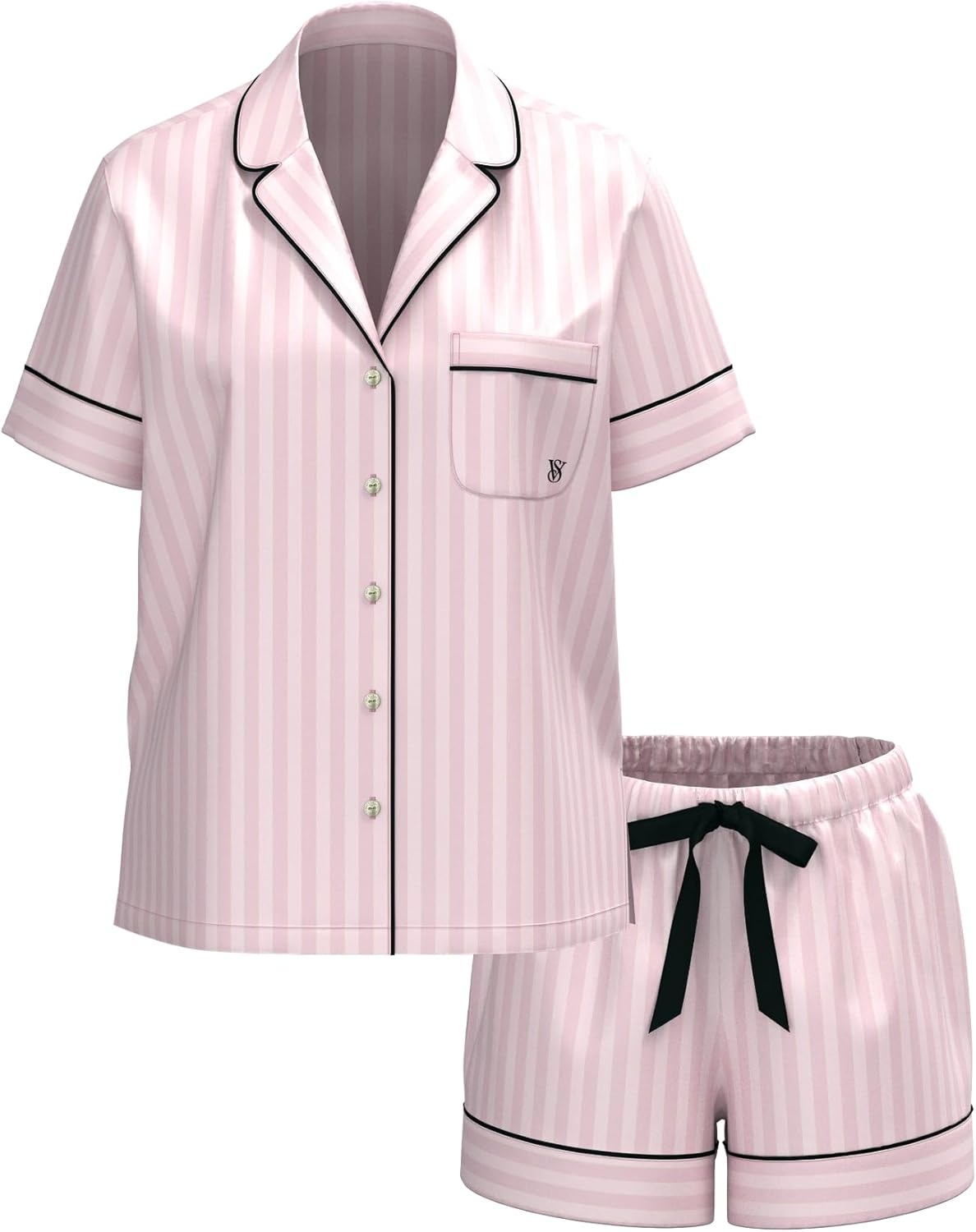 image:imageVictorias Secret Flannel Pajama Set Short Sleeve Shirt and Pajama Short Set Sleepwear for Women XSXXLPretty Blossom Multi Stripe Yd