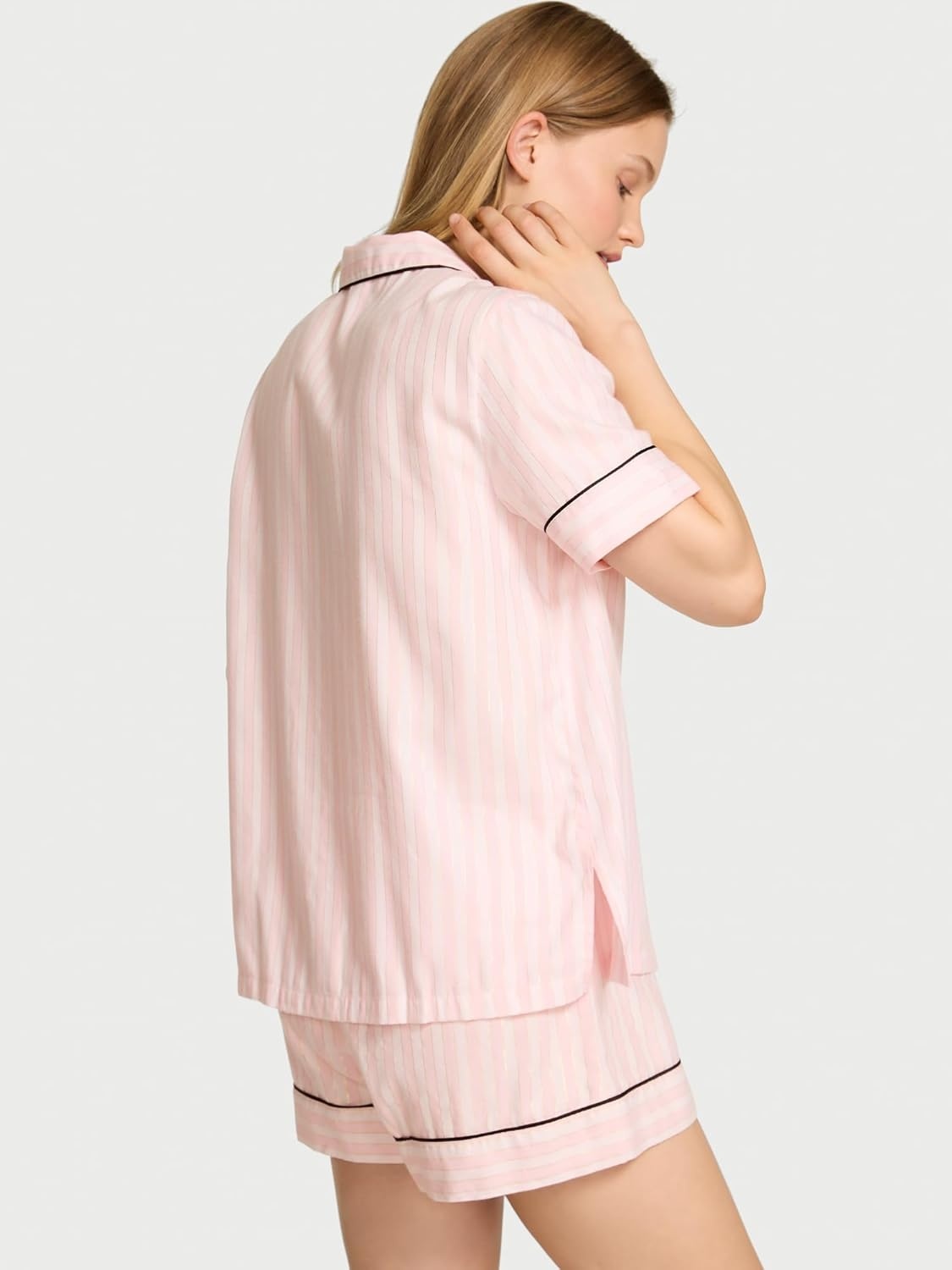 image:imageVictorias Secret Flannel Pajama Set Short Sleeve Shirt and Pajama Short Set Sleepwear for Women XSXXLPretty Blossom Multi Stripe Yd