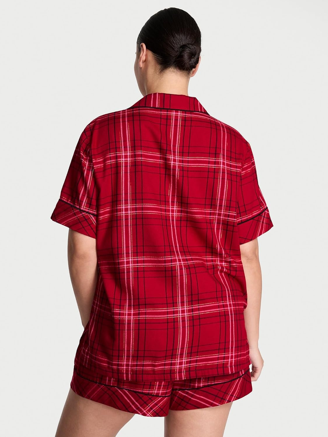 image:imageVictorias Secret Flannel Pajama Set Short Sleeve Shirt and Pajama Short Set Sleepwear for Women XSXXLRed Plaid