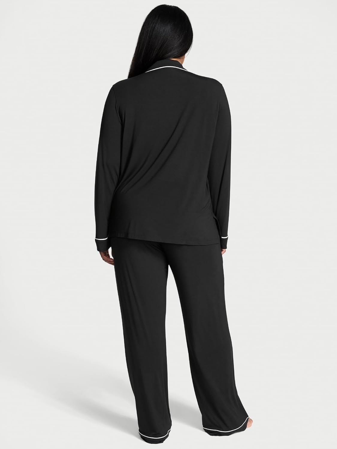 image:imageVictorias Secret Modal Pajama Set Long Sleeve Button Down Shirt and Pajama Pants Sleepwear for Women XSXXLBlack