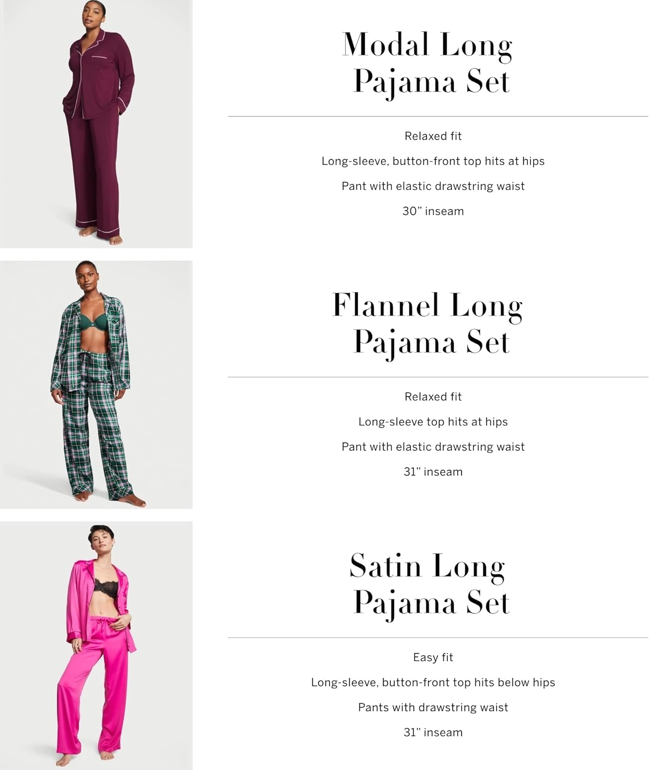 image:imageVictorias Secret Modal Pajama Set Long Sleeve Button Down Shirt and Pajama Pants Sleepwear for Women XSXXLIconic Stripe