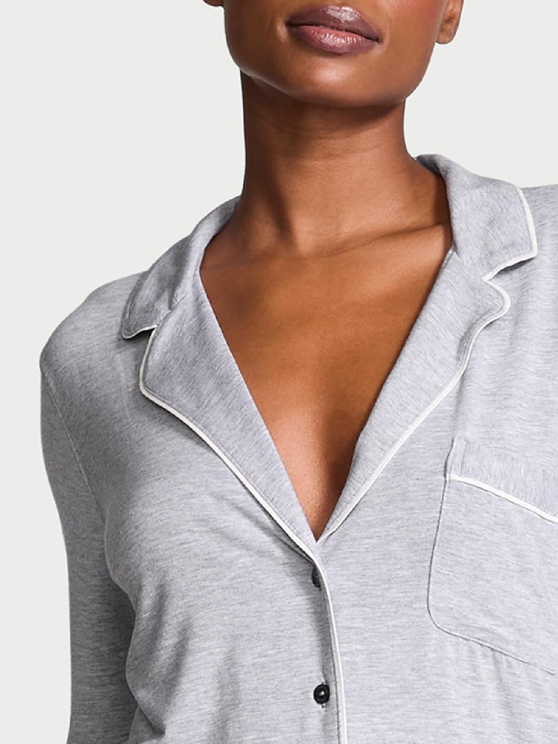 image:imageVictorias Secret Modal Pajama Set Long Sleeve Button Down Shirt and Pajama Pants Sleepwear for Women XSXXLMedium Heather Grey