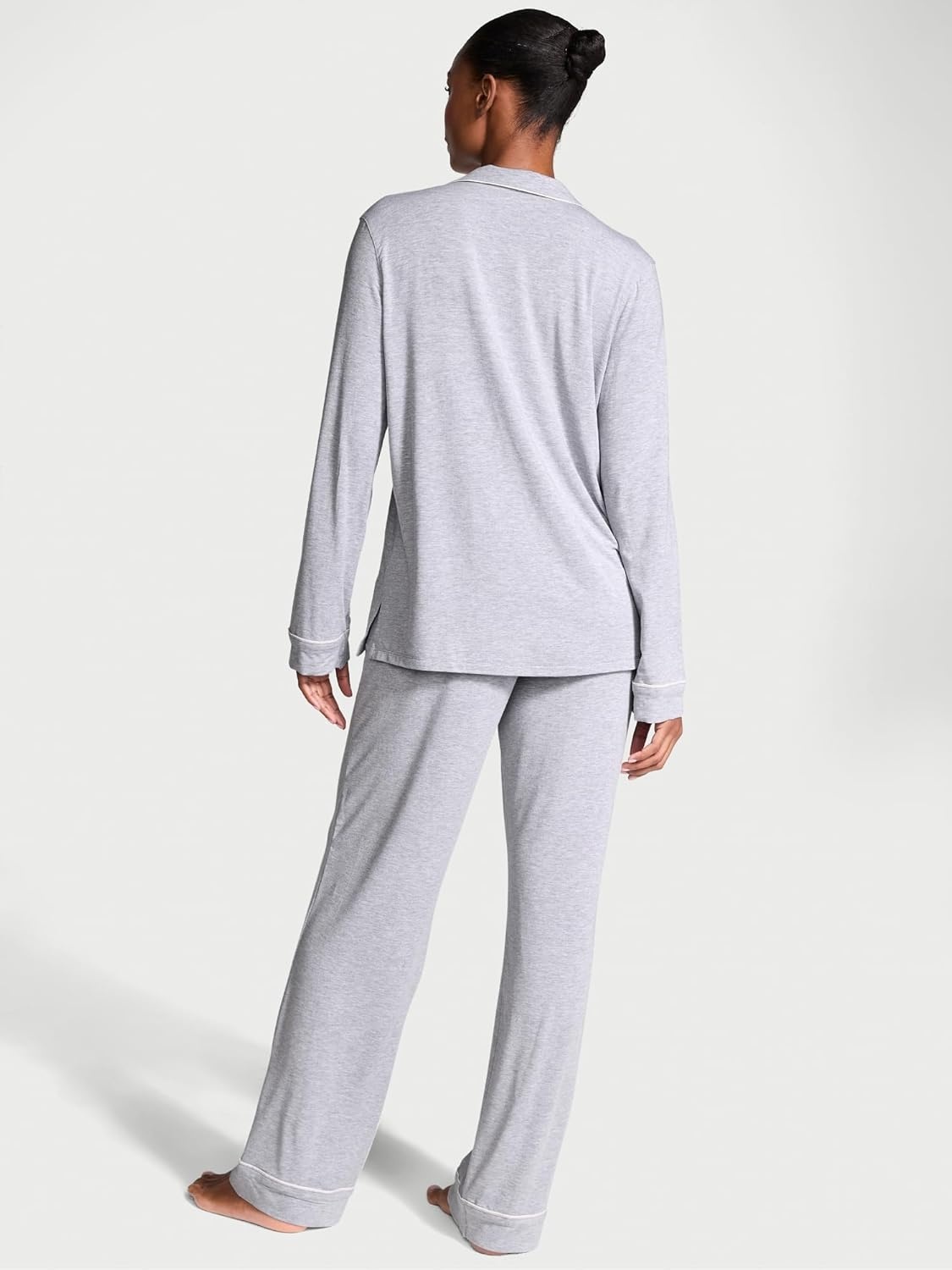 image:imageVictorias Secret Modal Pajama Set Long Sleeve Button Down Shirt and Pajama Pants Sleepwear for Women XSXXLMedium Heather Grey