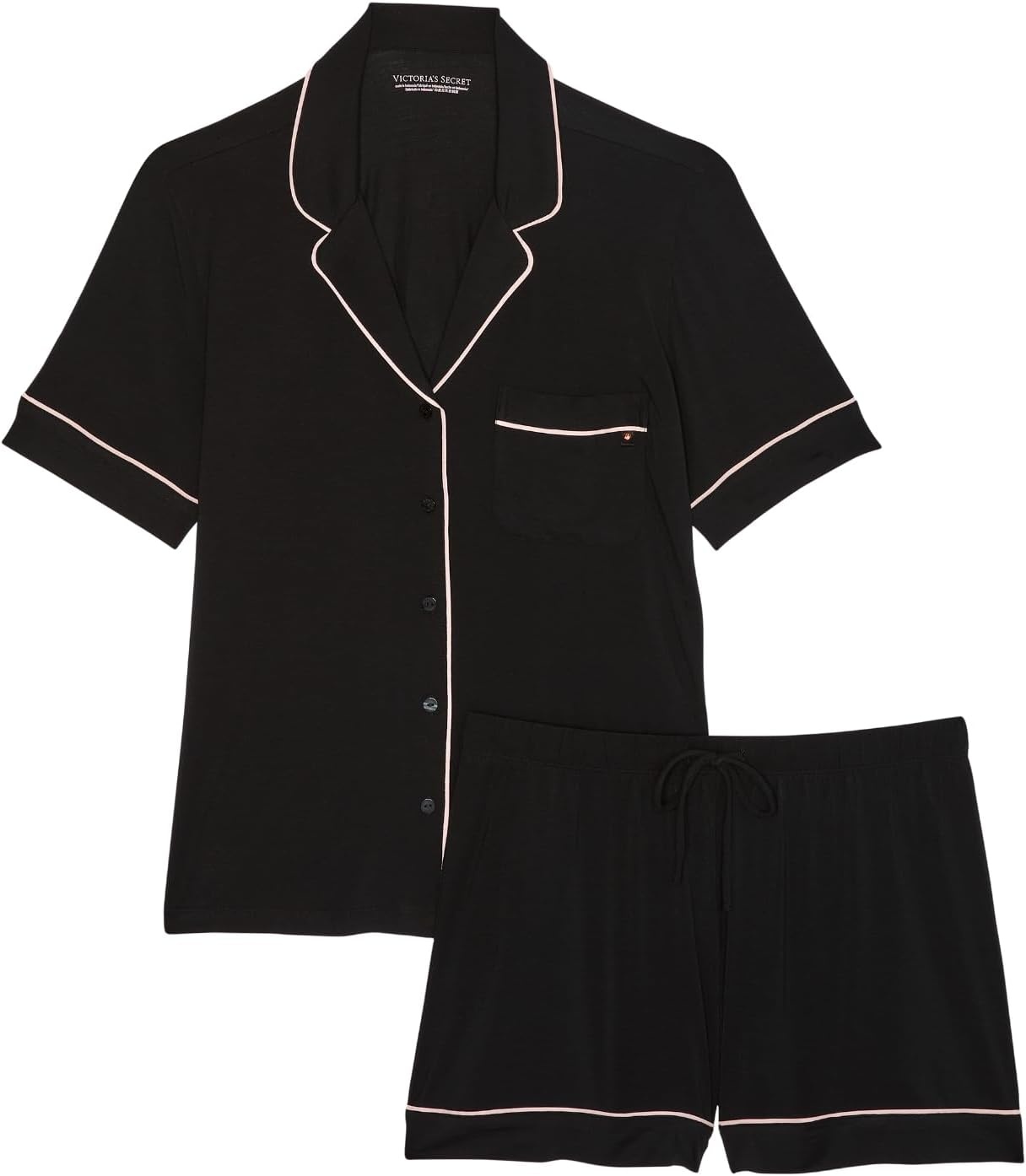image:imageVictorias Secret Modal Pajama Set Short Sleeve Button Down Shirt and Shorts Sleepwear for Women XSXXLBlack