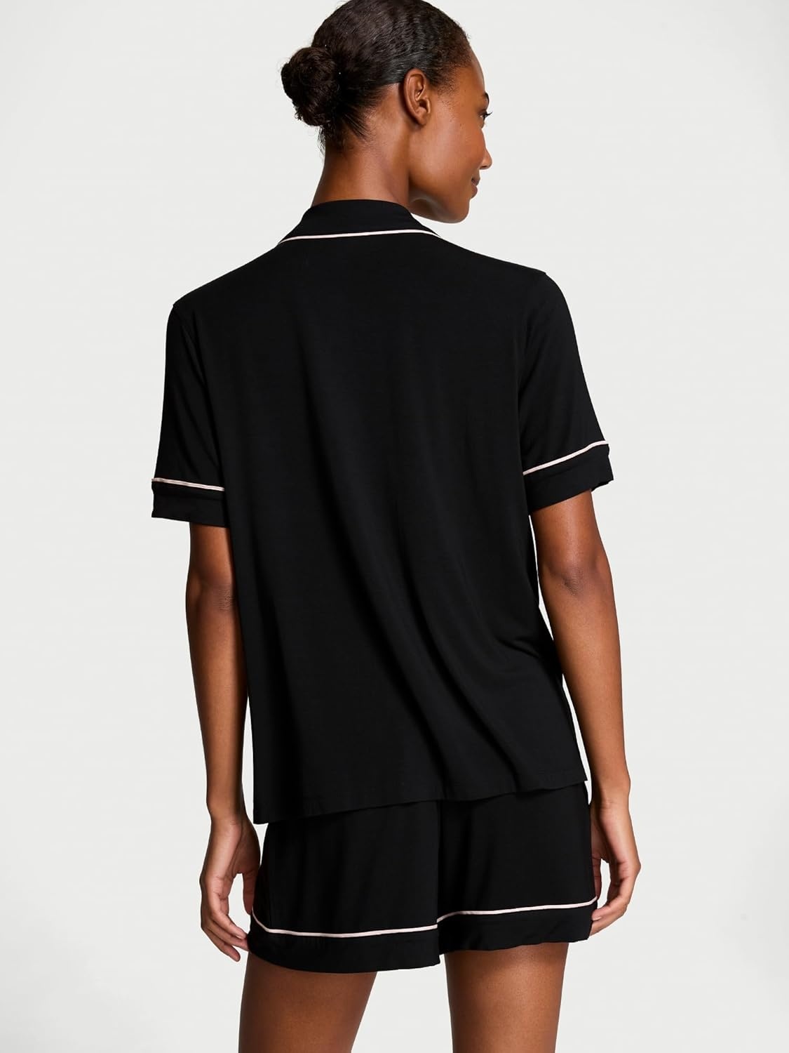 image:imageVictorias Secret Modal Pajama Set Short Sleeve Button Down Shirt and Shorts Sleepwear for Women XSXXLBlack