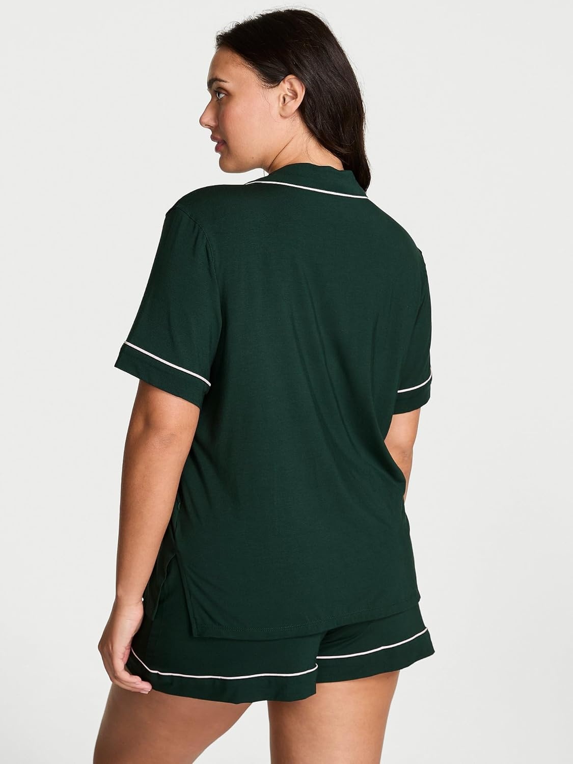 image:imageVictorias Secret Modal Pajama Set Short Sleeve Button Down Shirt and Shorts Sleepwear for Women XSXXLCilantro