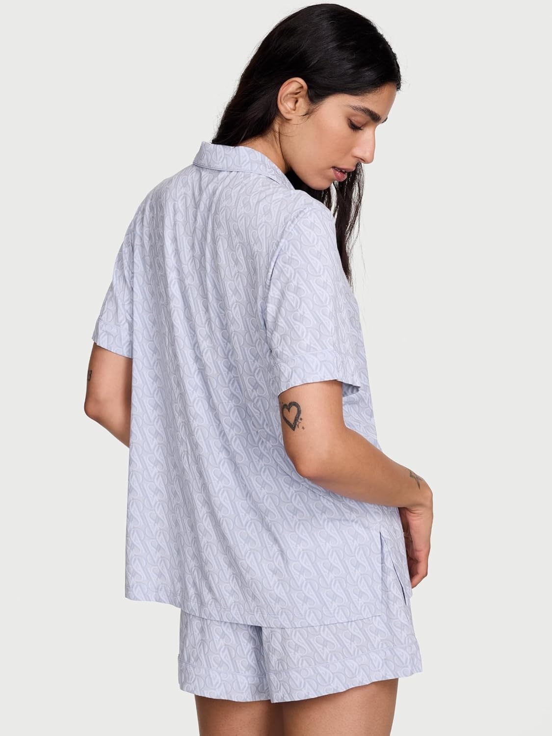 image:imageVictorias Secret Modal Pajama Set Short Sleeve Button Down Shirt and Shorts Sleepwear for Women XSXXLIcy Lavender Logos