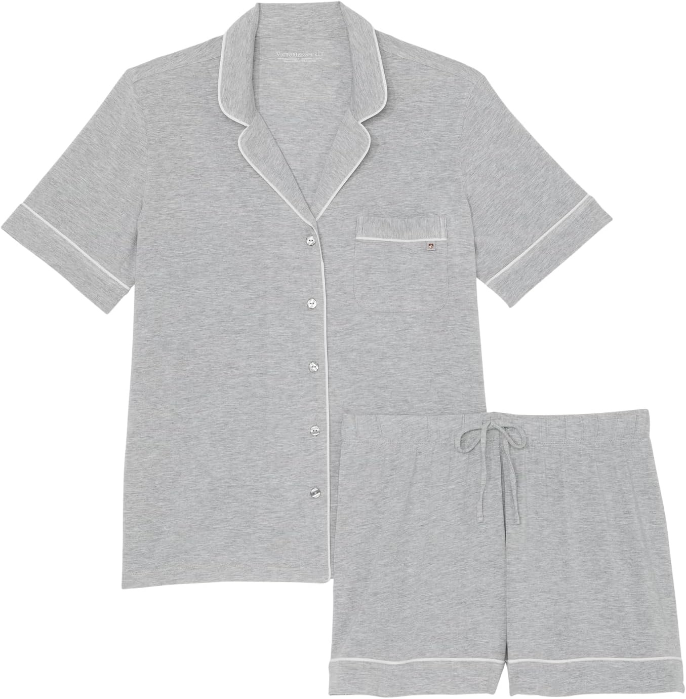 image:imageVictorias Secret Modal Pajama Set Short Sleeve Button Down Shirt and Shorts Sleepwear for Women XSXXLMedium Heather Grey