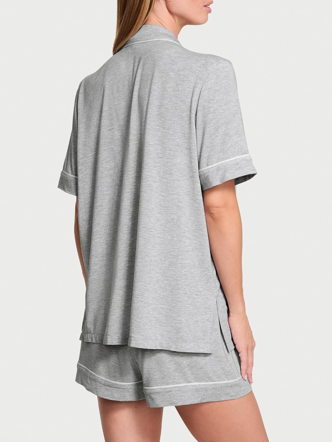image:imageVictorias Secret Modal Pajama Set Short Sleeve Button Down Shirt and Shorts Sleepwear for Women XSXXLMedium Heather Grey