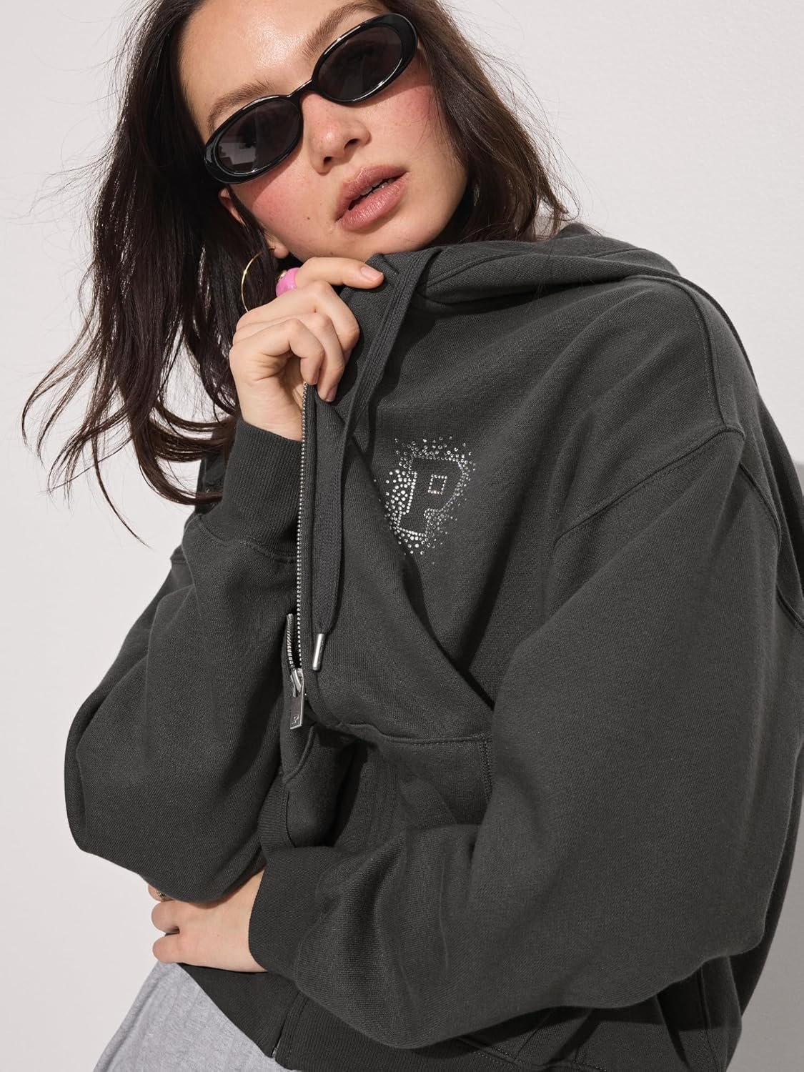 image:imageVictorias Secret PINK Womens Campus Fleece FullZip Hoodie Sweatshirt XSXLCoal