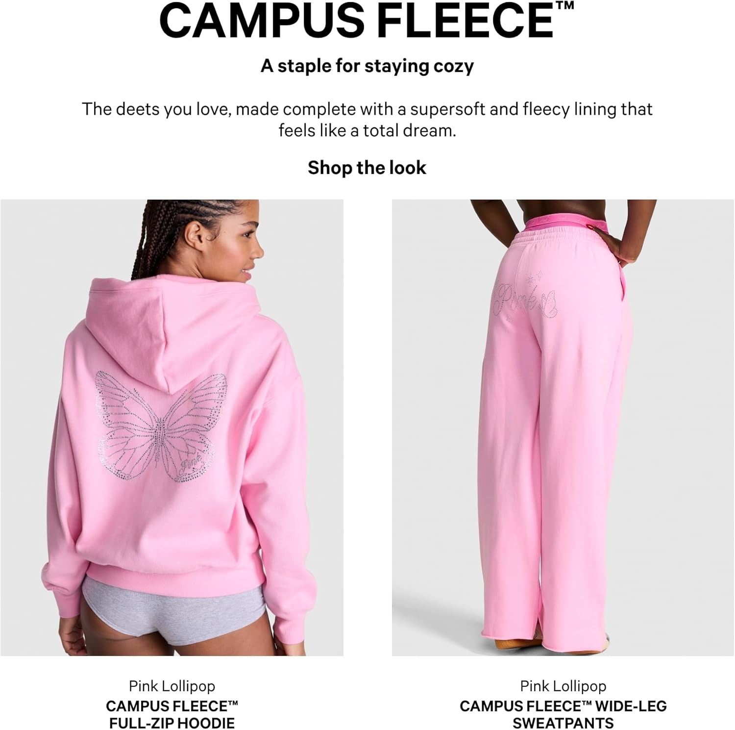 image:imageVictorias Secret PINK Womens Campus Fleece FullZip Hoodie Sweatshirt XSXLPink Lollipop