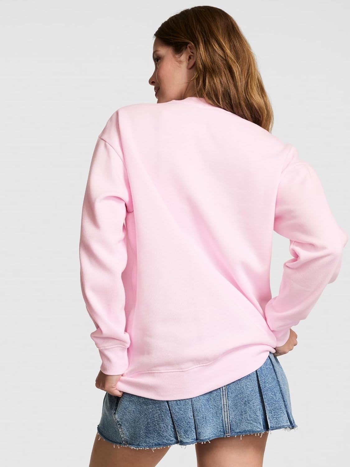 image:imageVictorias Secret PINK Womens Campus Fleece Oversized Crew Sweatshirt XSXLPink Tulip