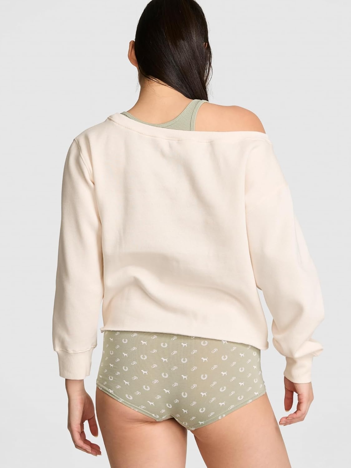 image:imageVictorias Secret PINK Womens Fleece Off The Shoulder Sweatshirt XSXLWinter White