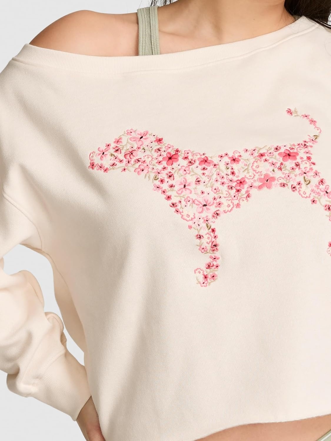image:imageVictorias Secret PINK Womens Fleece Off The Shoulder Sweatshirt XSXLWinter White