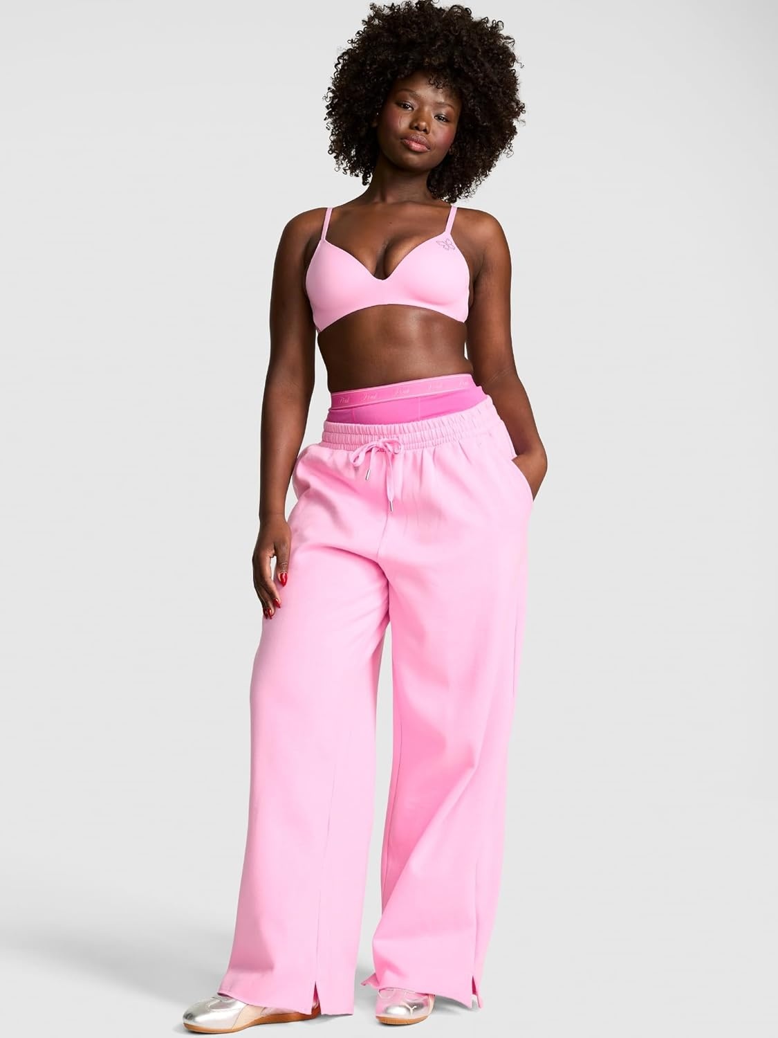 image:imageVictorias Secret Pink Womens Campus Fleece WideLeg Sweatpant XSXLPink Lollipop