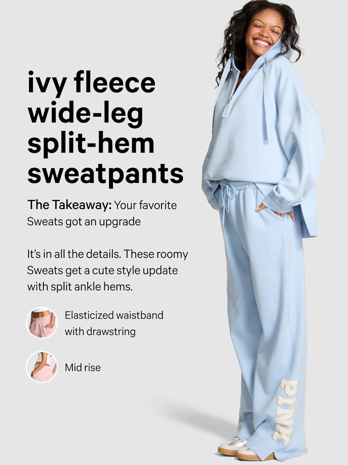 image:imageVictorias Secret Pink Womens Campus Fleece WideLeg Sweatpant XSXLPink Lollipop