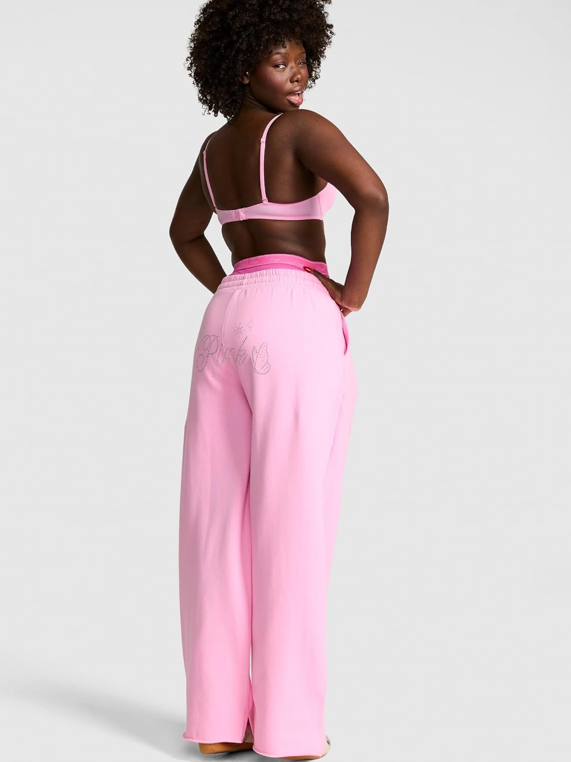 image:imageVictorias Secret Pink Womens Campus Fleece WideLeg Sweatpant XSXLPink Lollipop