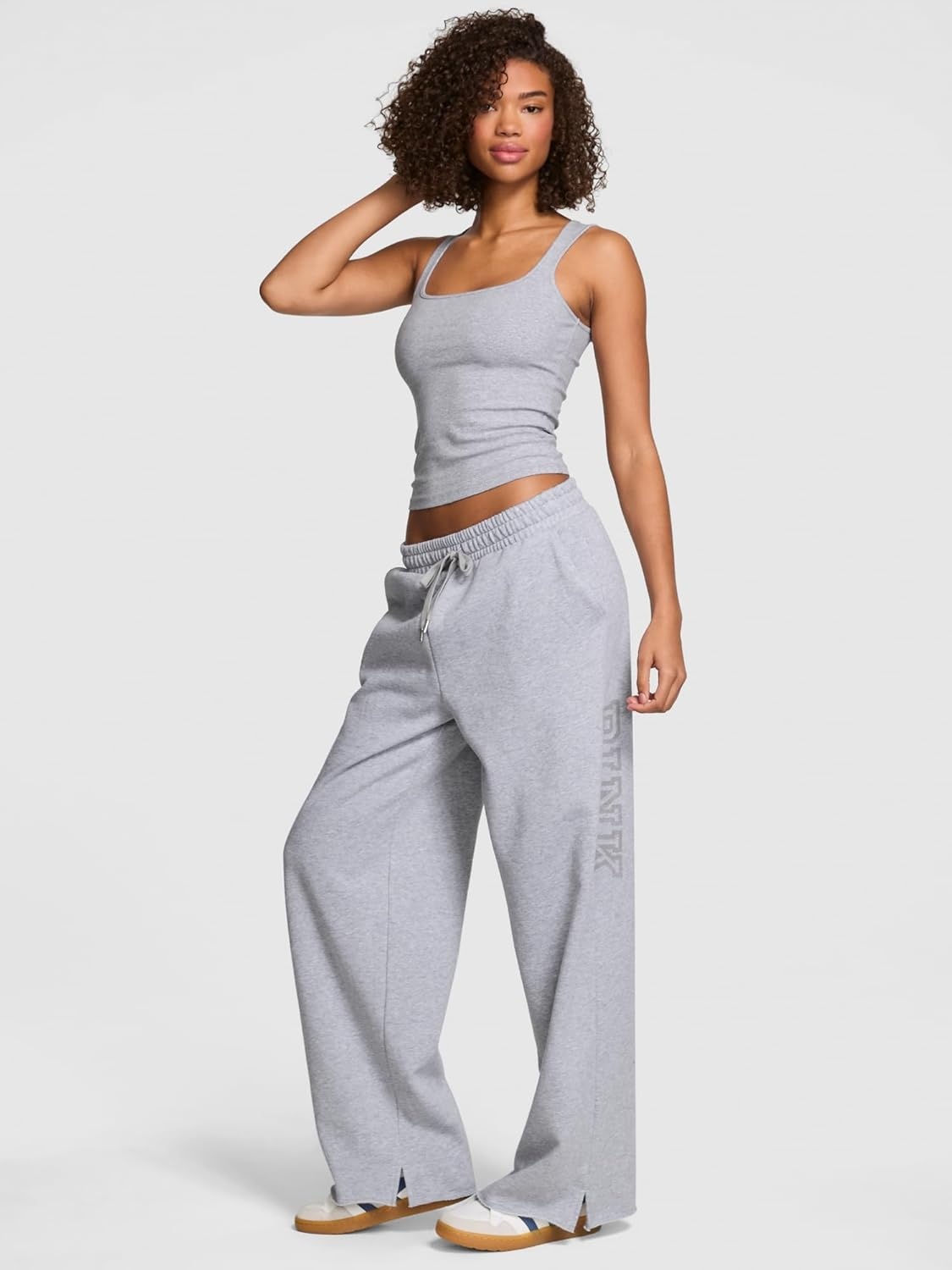 image:imageVictorias Secret Pink Womens Campus Fleece WideLeg Sweatpant XSXLVs Medium Grey Heather
