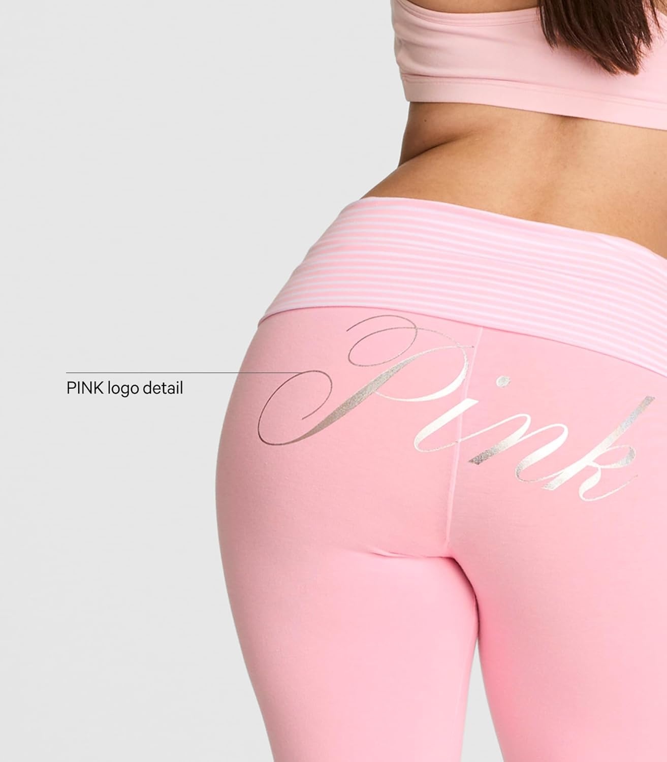 image:imageVictorias Secret Pink Womens Cotton Foldover Flare Leggings XSXLBoardwalk Pink