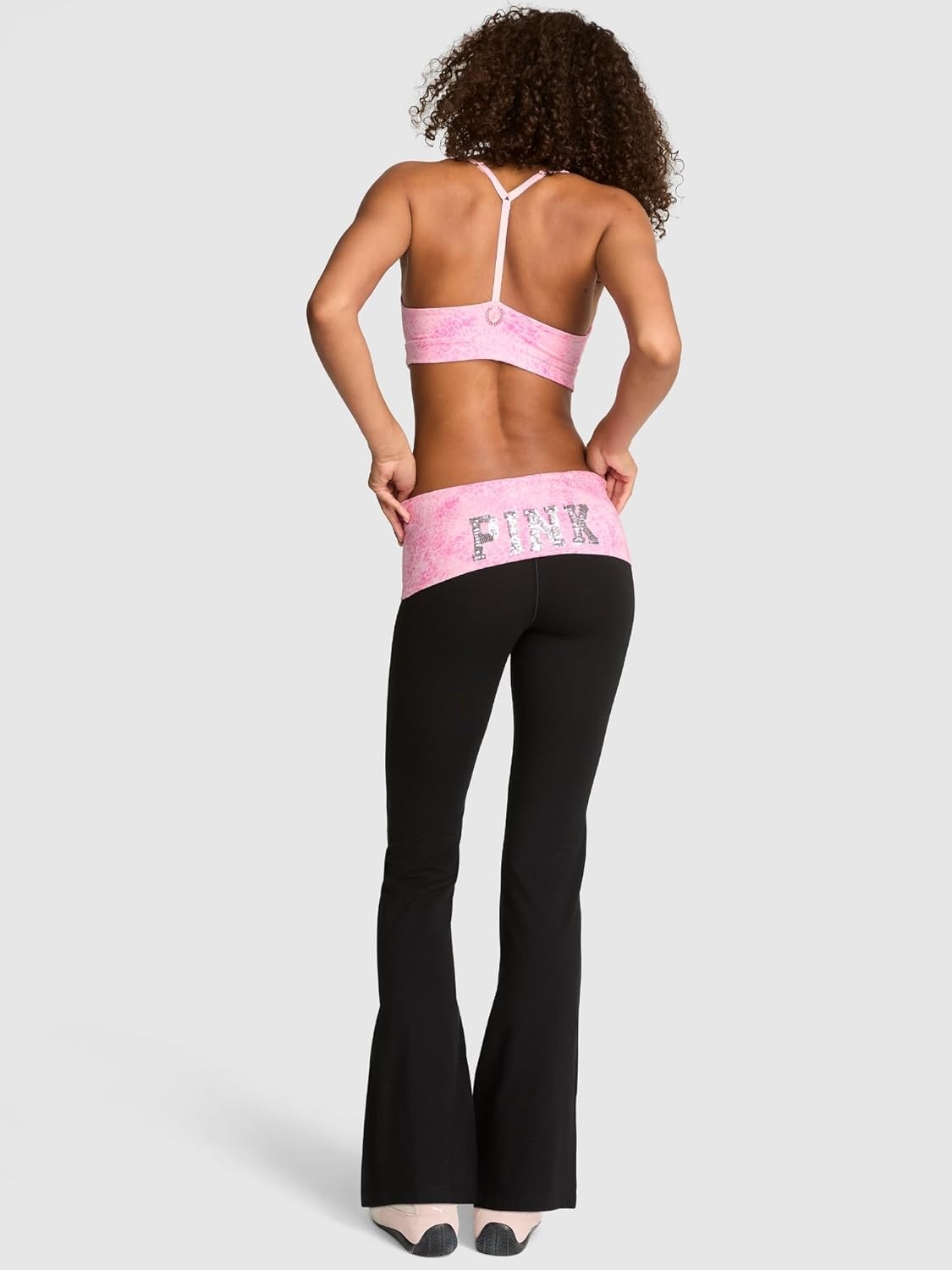 image:imageVictorias Secret Pink Womens Cotton Foldover Flare Leggings XSXLPure Black