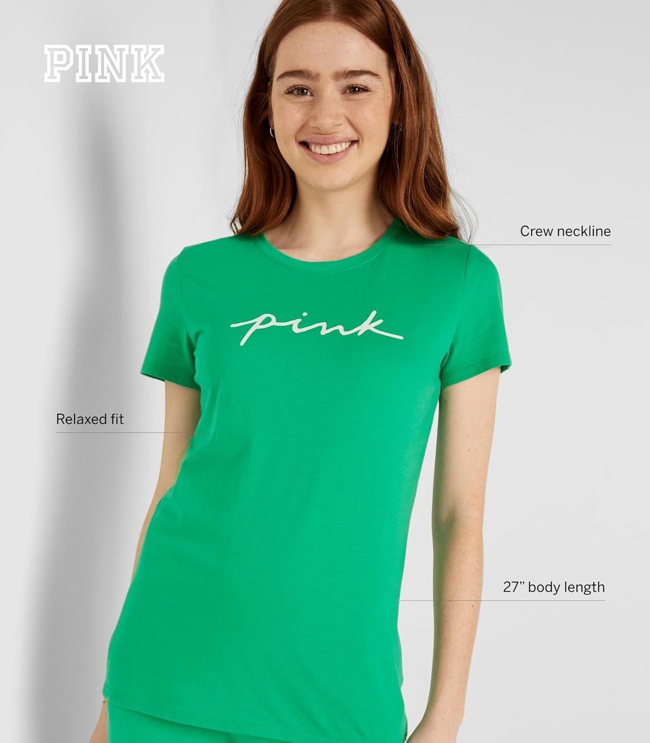 image:imageVictorias Secret Pink Womens Oversized Campus Cotton TShirt XS XLElectric Green Script Logo