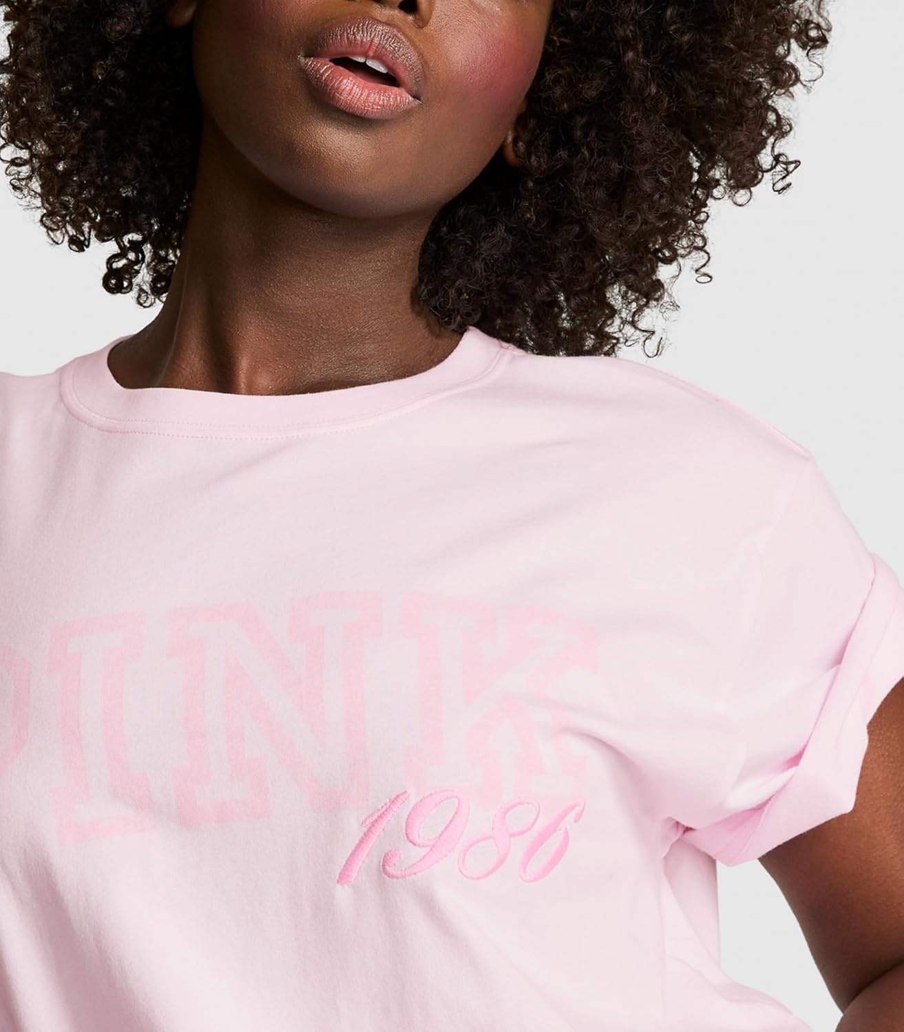 image:imageVictorias Secret Pink Womens Oversized Campus Cotton TShirt XS XLPink Tulip