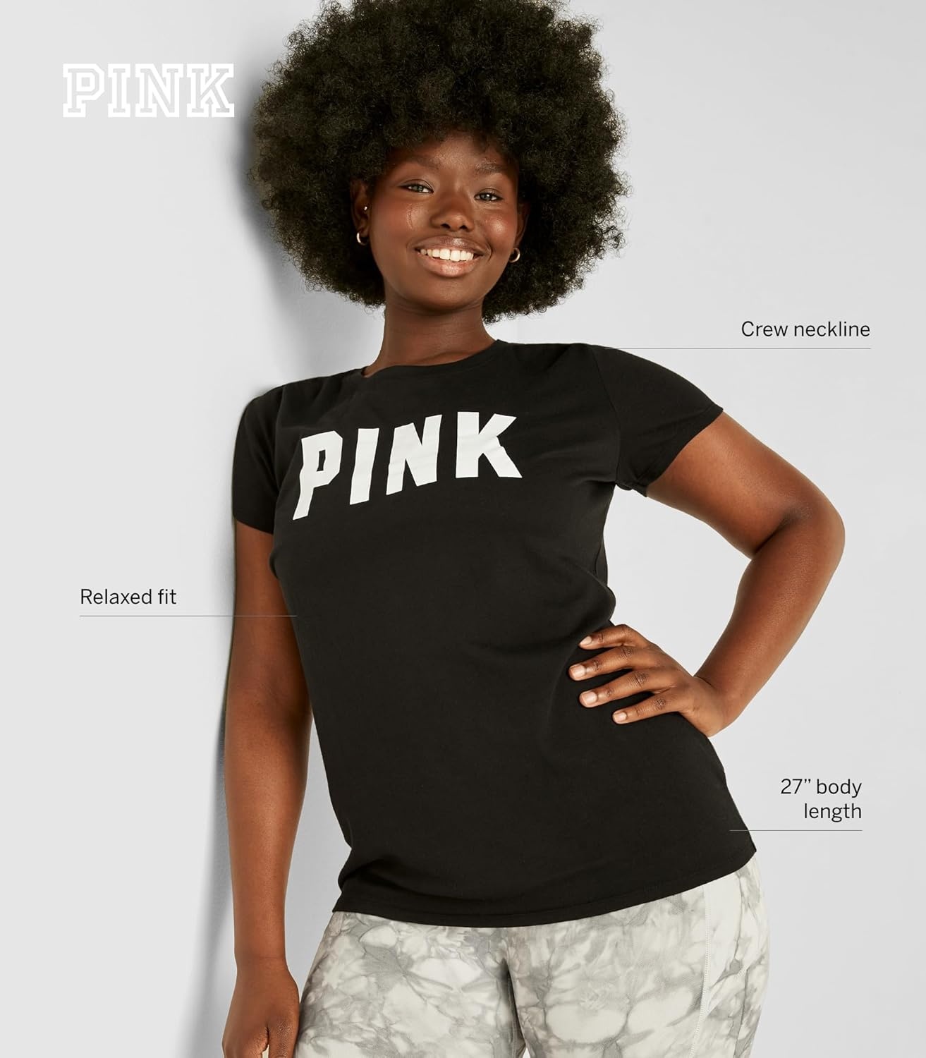 image:imageVictorias Secret Pink Womens Oversized Campus Cotton TShirt XS XLPure Black