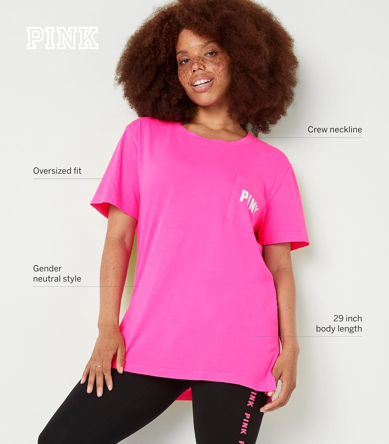 image:imageVictorias Secret Pink Womens Oversized Campus Cotton TShirt XS XLVs Medium Heather Grey