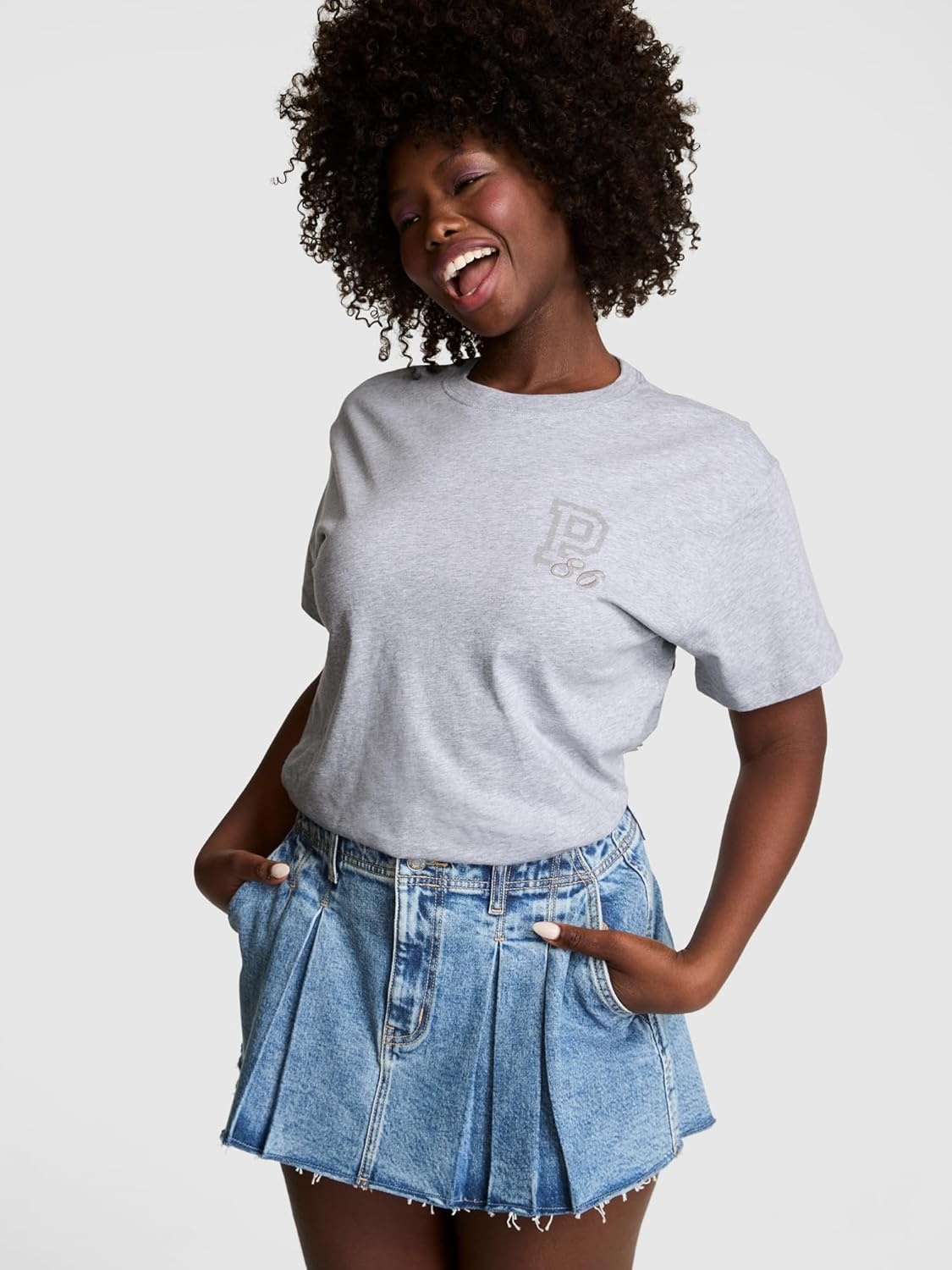 image:imageVictorias Secret Pink Womens Oversized Campus Cotton TShirt XS XLVs Medium Heather Grey