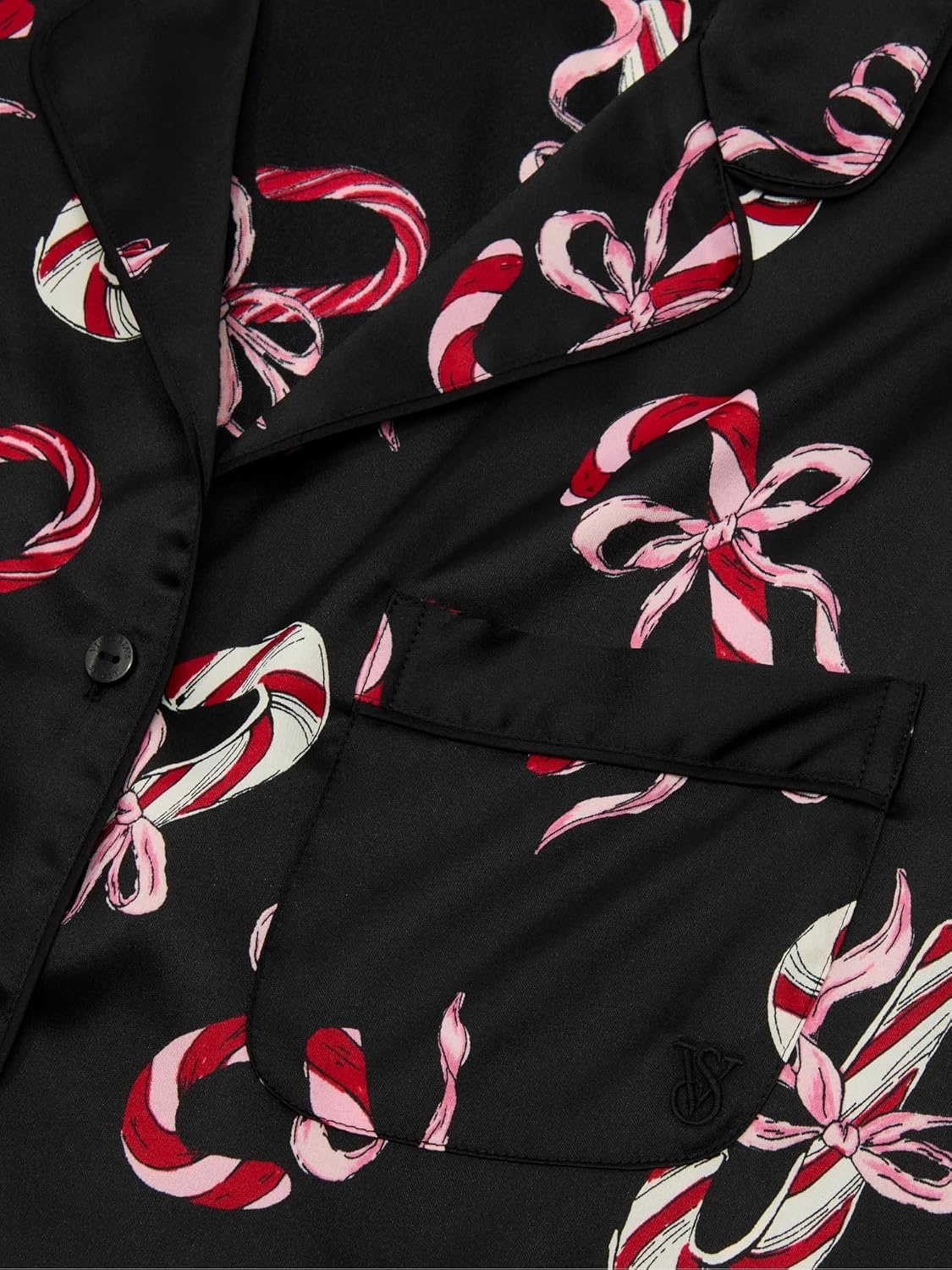 image:imageVictorias Secret Satin Pajama Set Long Sleeve Button Down Shirt amp Pants Sleepwear for Women XSXXLBlack Candy Canes