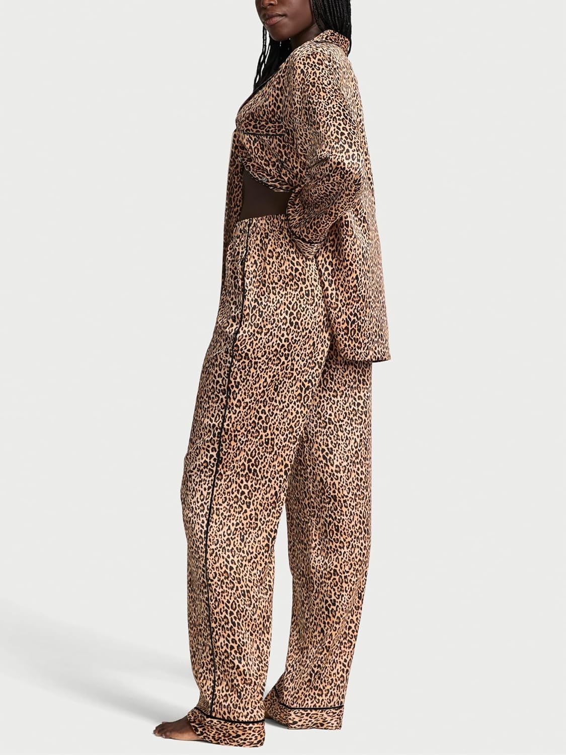 image:imageVictorias Secret Satin Pajama Set Long Sleeve Button Down Shirt amp Pants Sleepwear for Women XSXXLMarzipan Leopard