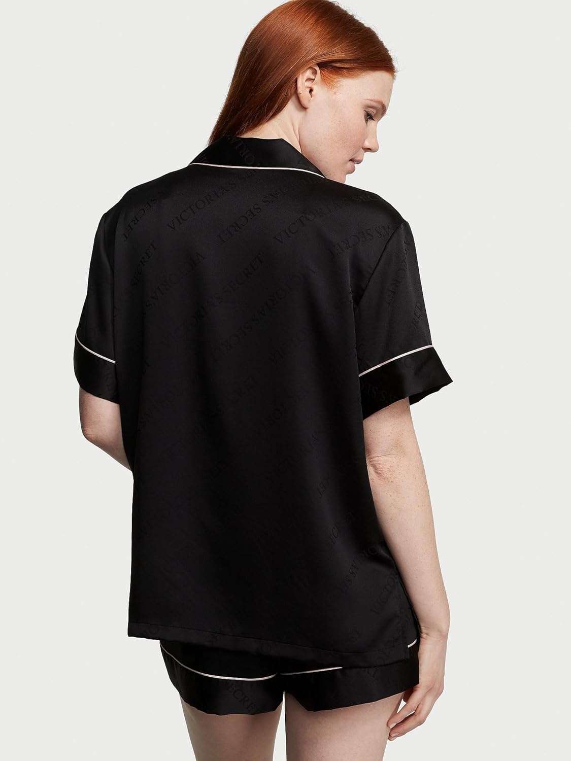 image:imageVictorias Secret Satin Pajama Set Short Sleeve Button Down Shirt amp Shorts Sleepwear for Women XSXXLBlack
