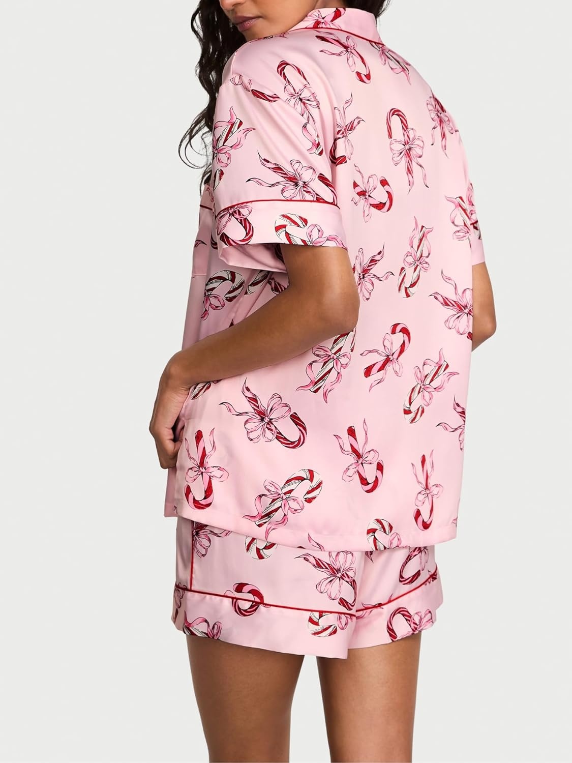 image:imageVictorias Secret Satin Pajama Set Short Sleeve Button Down Shirt amp Shorts Sleepwear for Women XSXXLCandy Canes