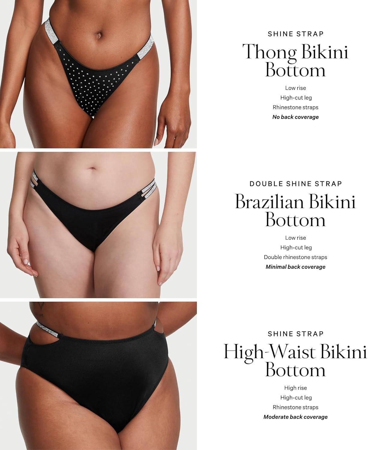 image:imageVictorias Secret Shine Strap Thong Bikini BottomBlack