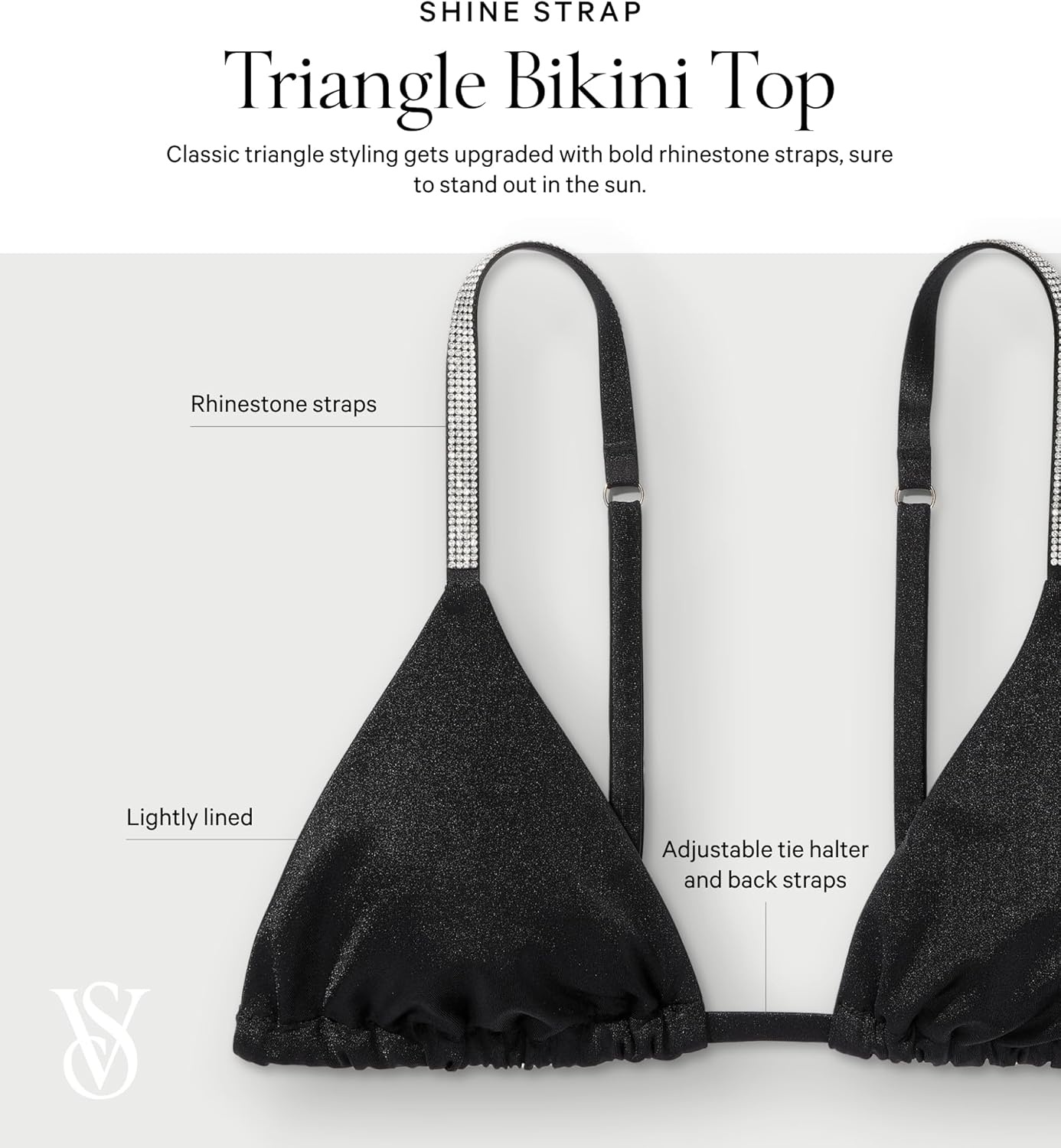 image:imageVictorias Secret Shine Strap Triangle Bikini TopBlack