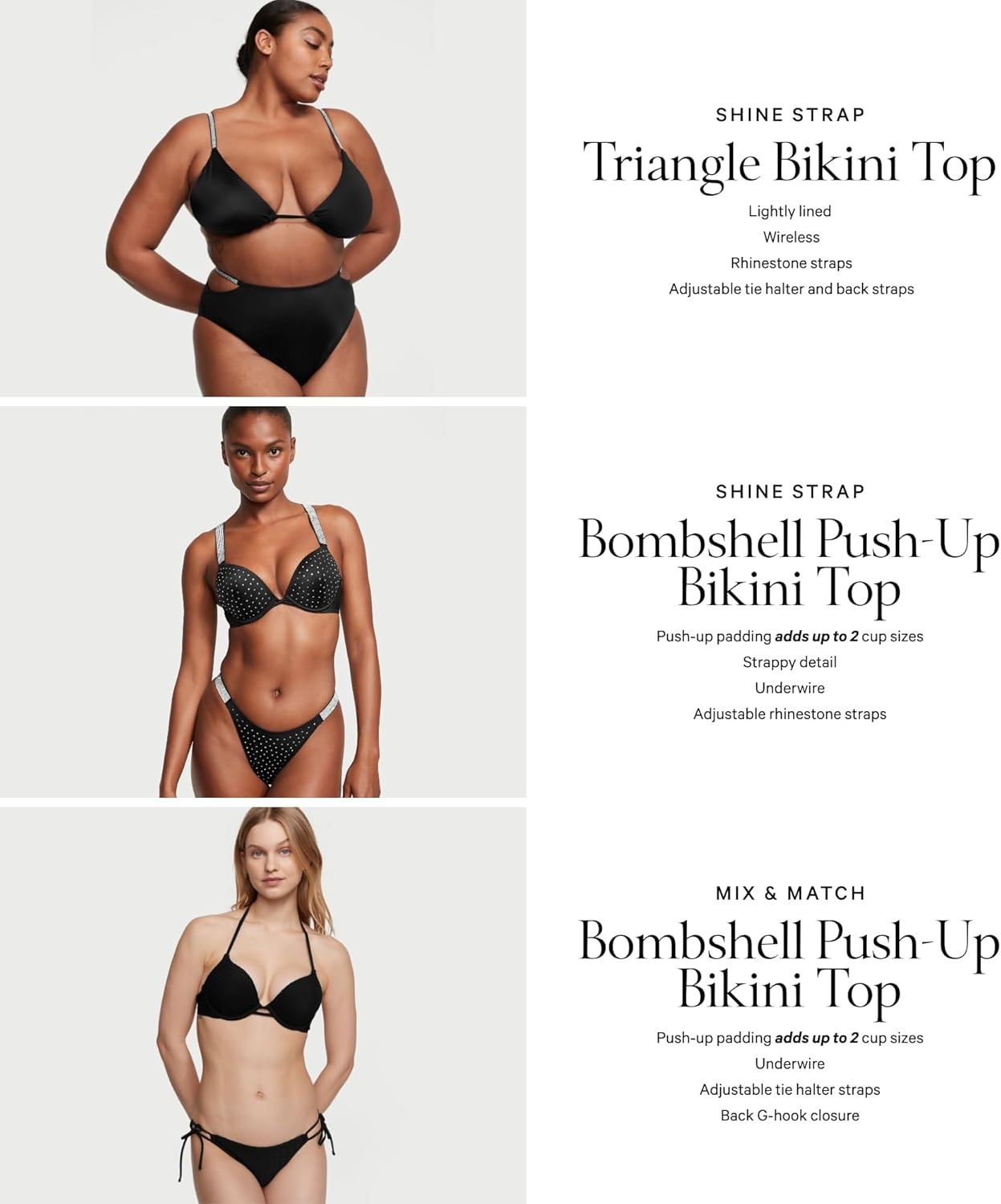 image:imageVictorias Secret Shine Strap Triangle Bikini TopBlack