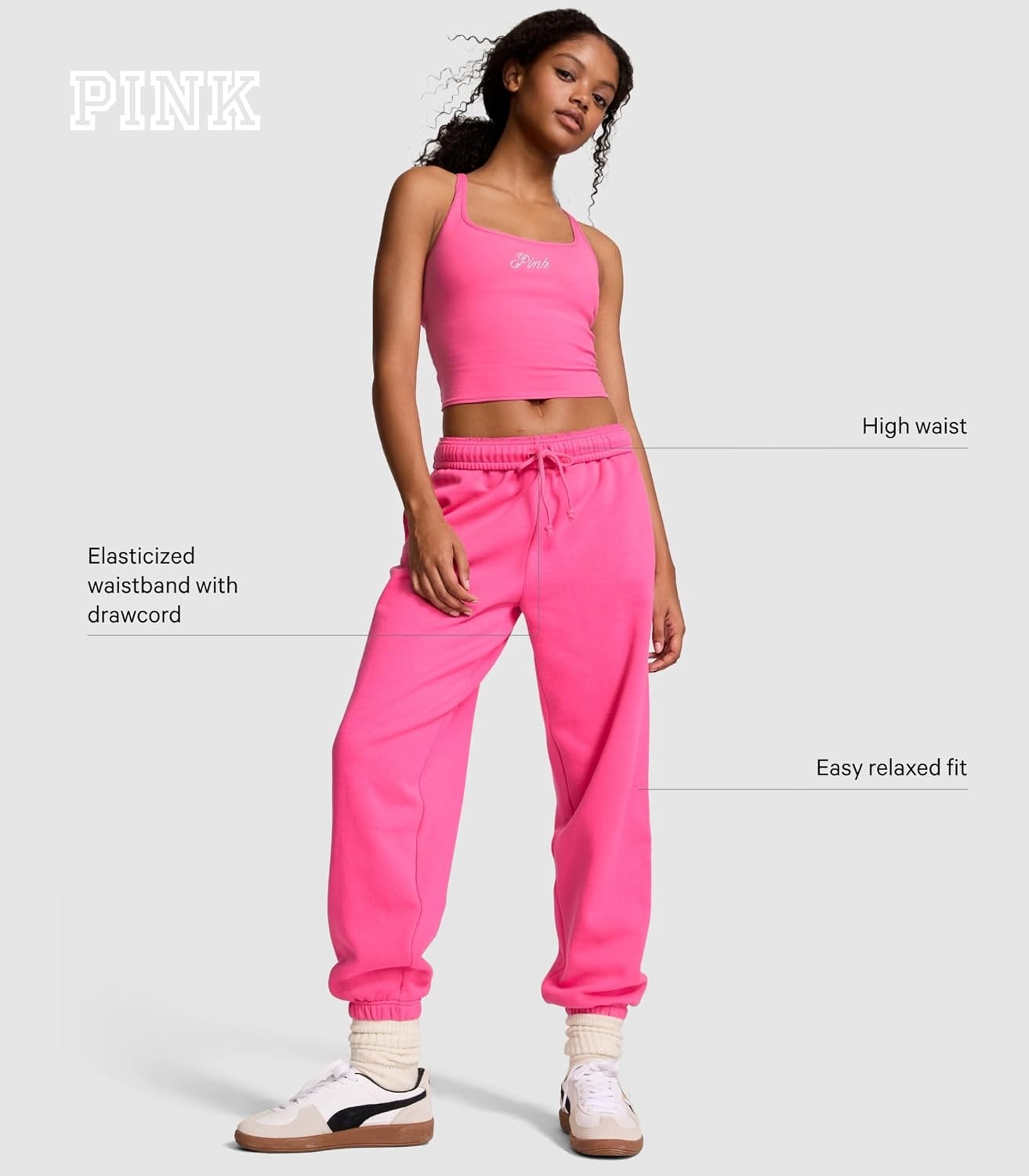 image:imageVictorias Secret Womens Pink Logo Campus SweatpantsDeep Forest