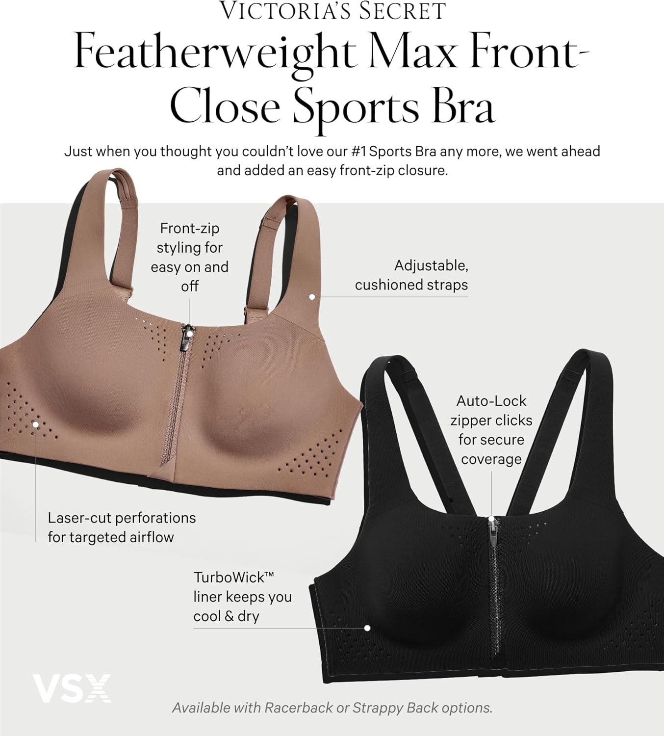 image:imageVictorias Secret Womens VSX Featherweight Max Front Close Sports Bra High Impact 32A38DDBlack