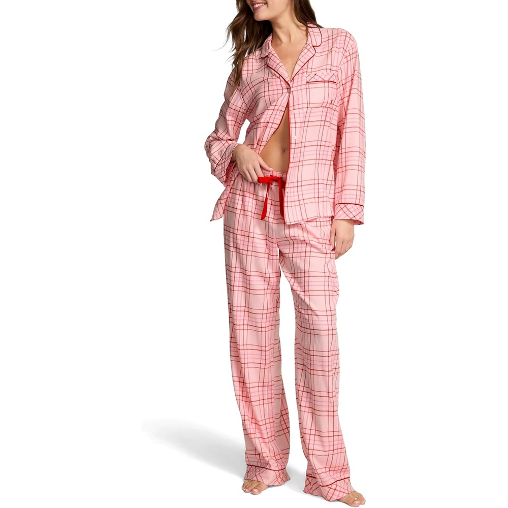 image:imageVictorias Secret Flannel Pajama Set Long Sleeve Button Down Shirt amp Pants Sleepwear for Women XSXXLRed Plaid