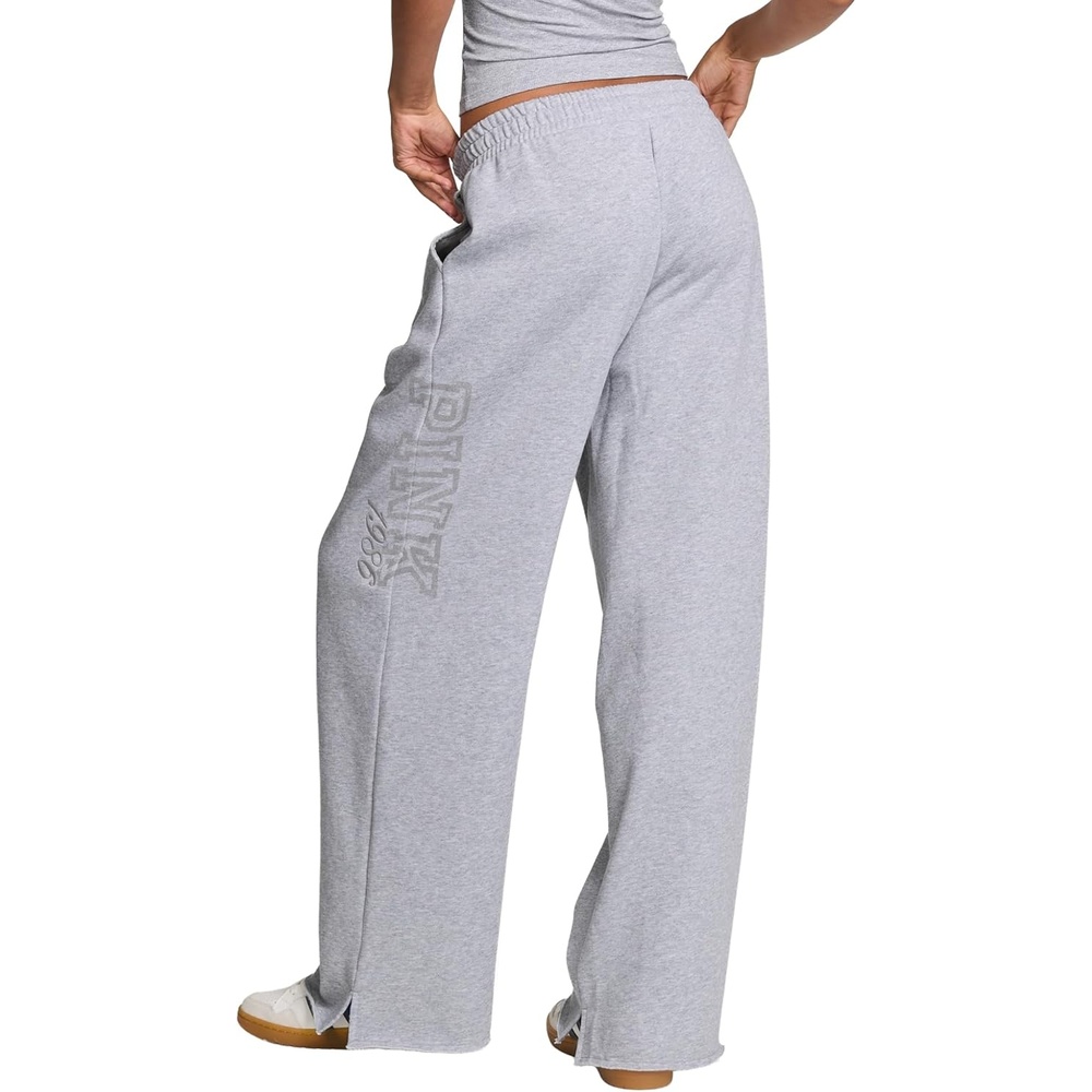 image:imageVictorias Secret Pink Womens Campus Fleece WideLeg Sweatpant XSXLVs Medium Grey Heather