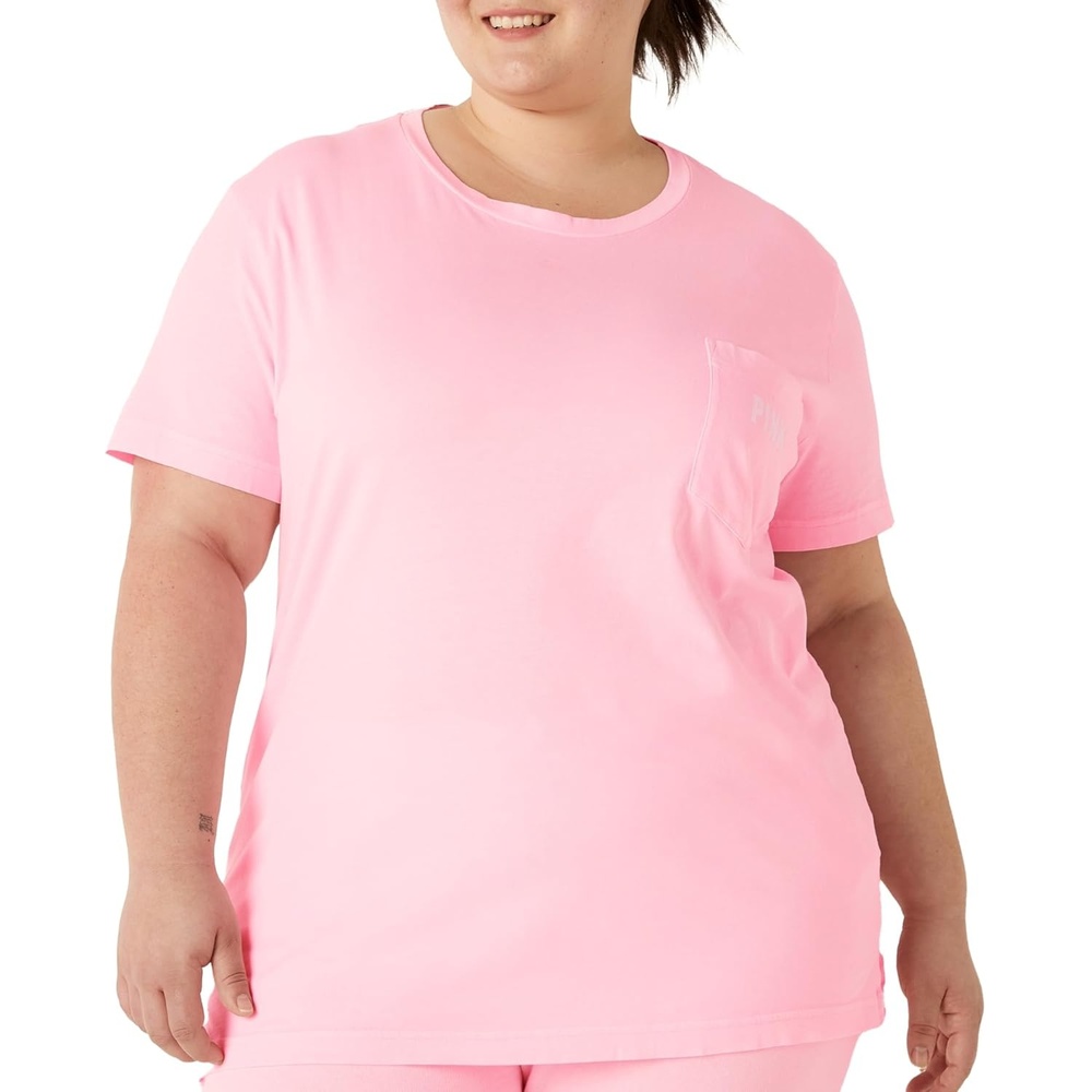 image:imageVictorias Secret Pink Womens Oversized Campus Cotton TShirt XS  XLPink Daisy Classic Logo