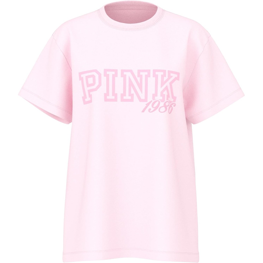 image:imageVictorias Secret Pink Womens Oversized Campus Cotton TShirt XS XLPink Tulip