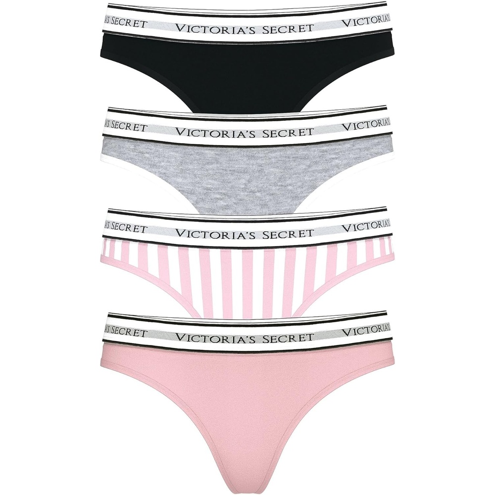 image:imageVictorias Secret Womens Cotton Logo Thong Underwear Panties for Women Multi Pack XSXXLSolids Iconic Stripe