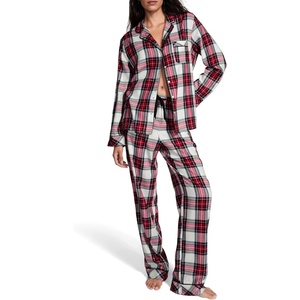 Victoria’s Secret Flannel Pajama Set, Long Sleeve Button Down Shirt & Pants, Sleepwear for Women (XS-XXL)(Classic Plaid)